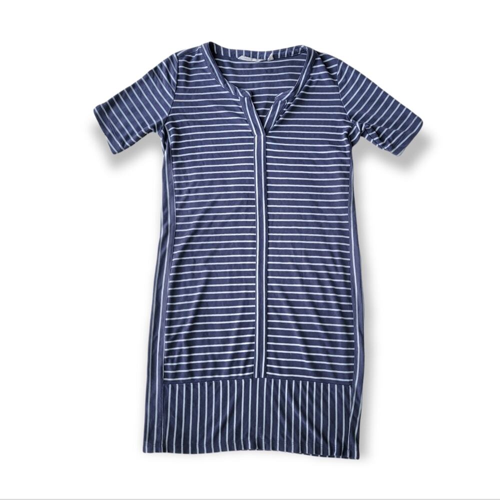 Athleta Top Notch Tee striped dress blue XS
